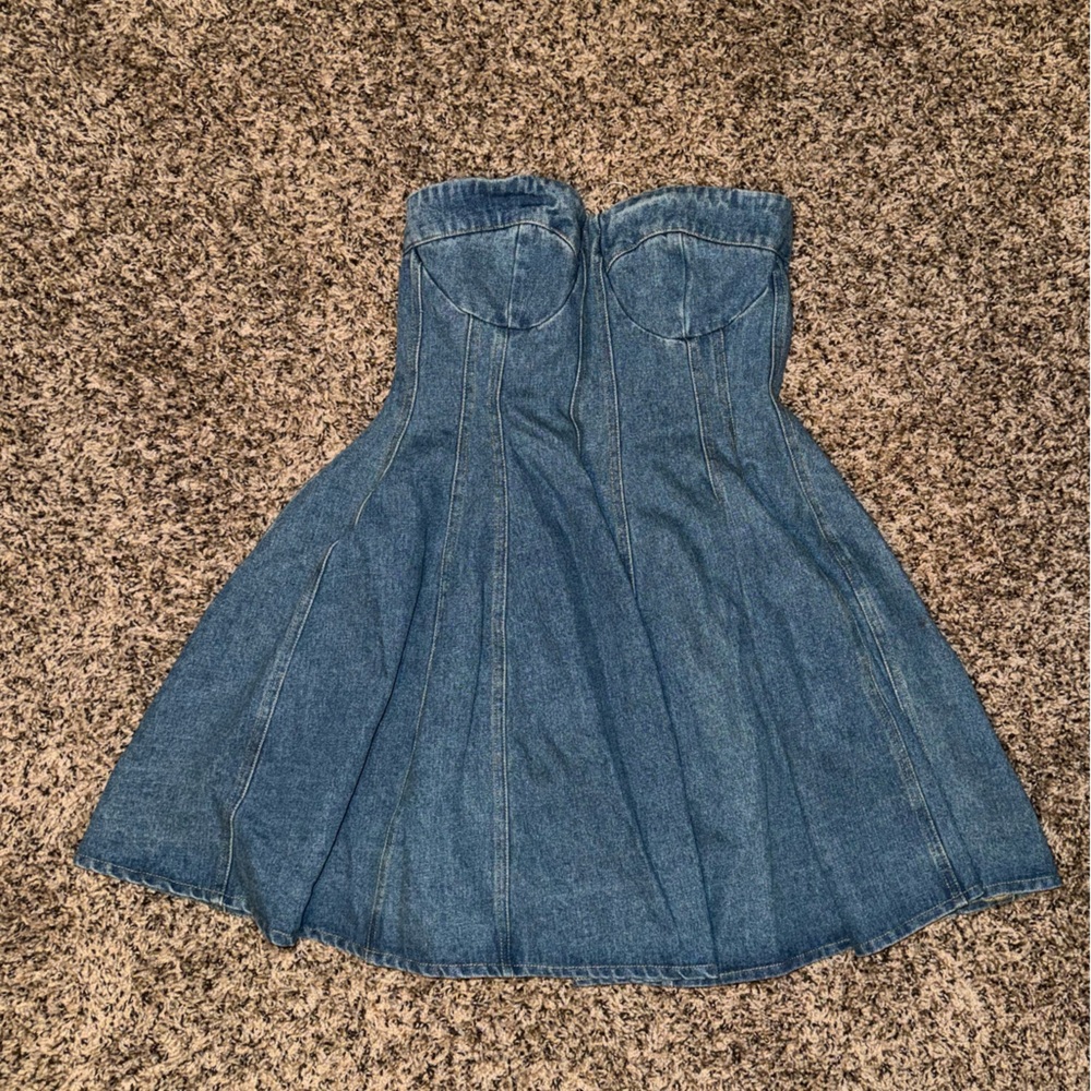 Punchy Blonde strapless denim dress